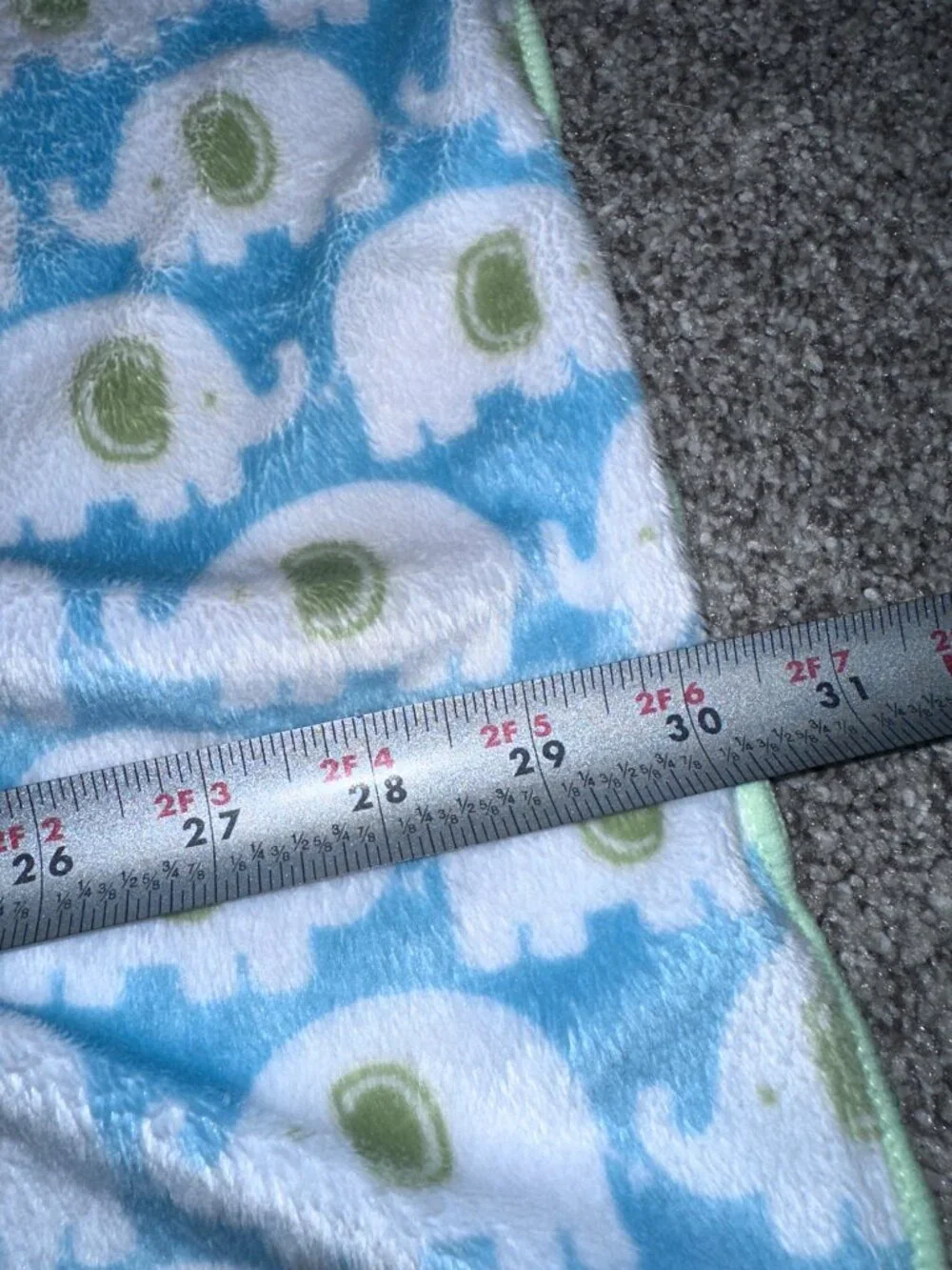 Carters Elephants Baby Blanket Blue And Green Plush Green Sherpa Backing